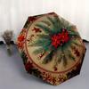 Christmas Poinsettia & Pine Branches PlateUmbrella, Portable 3-Fold Compact Umbrella,Christmas Gift ES583