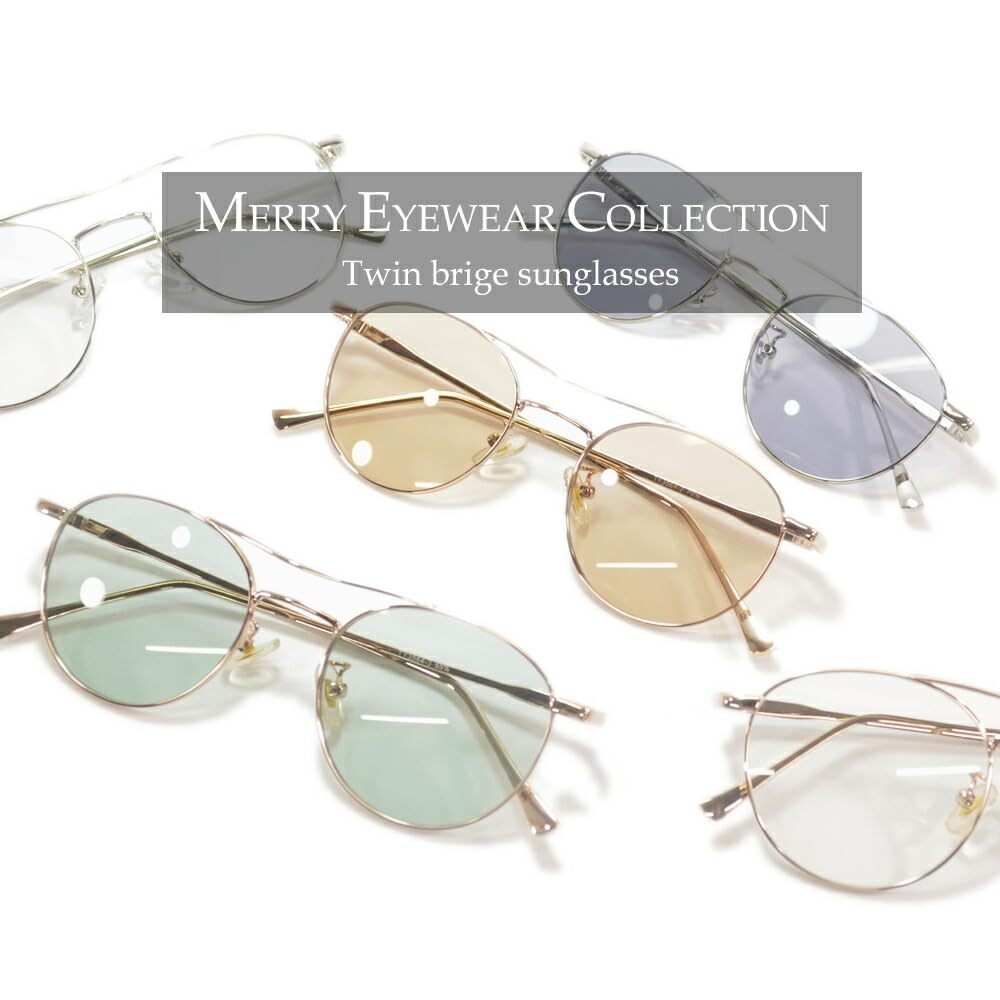 [MERRY PLEASURE] Sunglasses for Men and Women, Fashion Glasses, Boston Style, Round, Twin Bridge, Tinted Lenses (Lightly Colored)