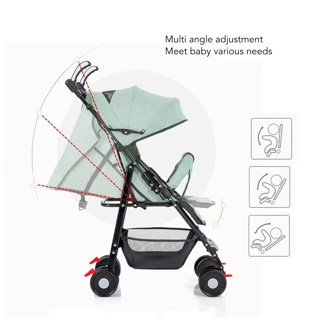 Baby Folding Travel Stroller 5 Point Harness Universal Wheels Lightweight Stroller
