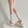 Sweet Girls Leg Warmers Women Ribbed Knit Striped Foot Cover Elegant Bowknot Ruffled Trim Boot Cuffs Footless Calf Socks