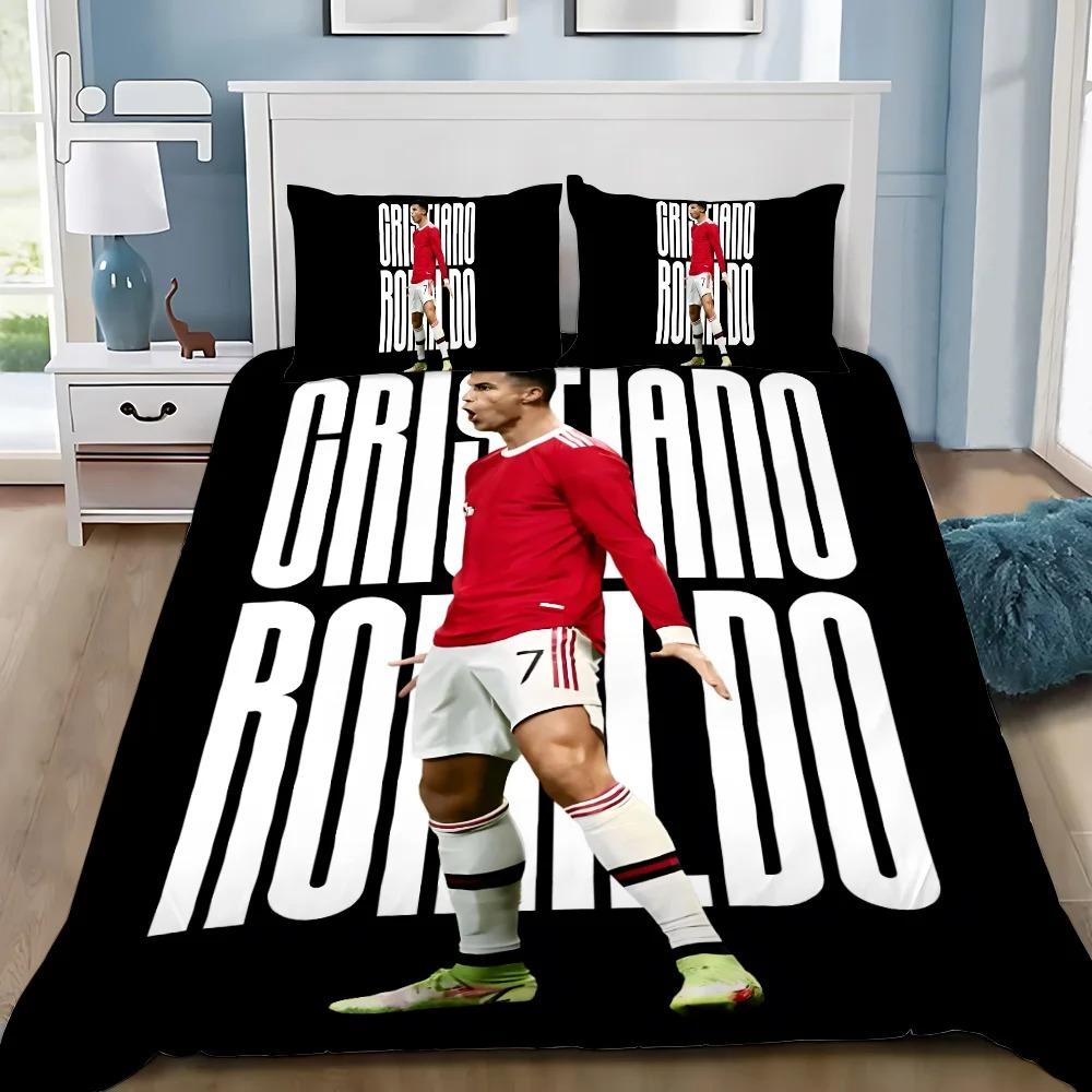 3D NOVÉ Povlečení na přikrývku Povlak na polštář Ložní souprava Fotbal CR7 R-Ronaldos Dospělý Chlapec Dívka Dekorace ložnice Děti Jednolůžko Dvojlůžko Velké