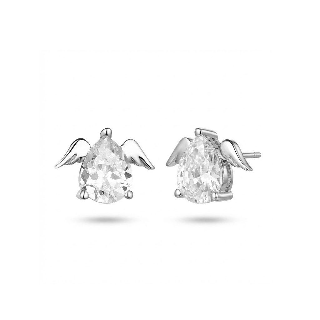 S925 silver water drop stud earrings pear-shaped zircon fashion exquisite earrings angel wings wings earrings accessories 925 silver белого золота