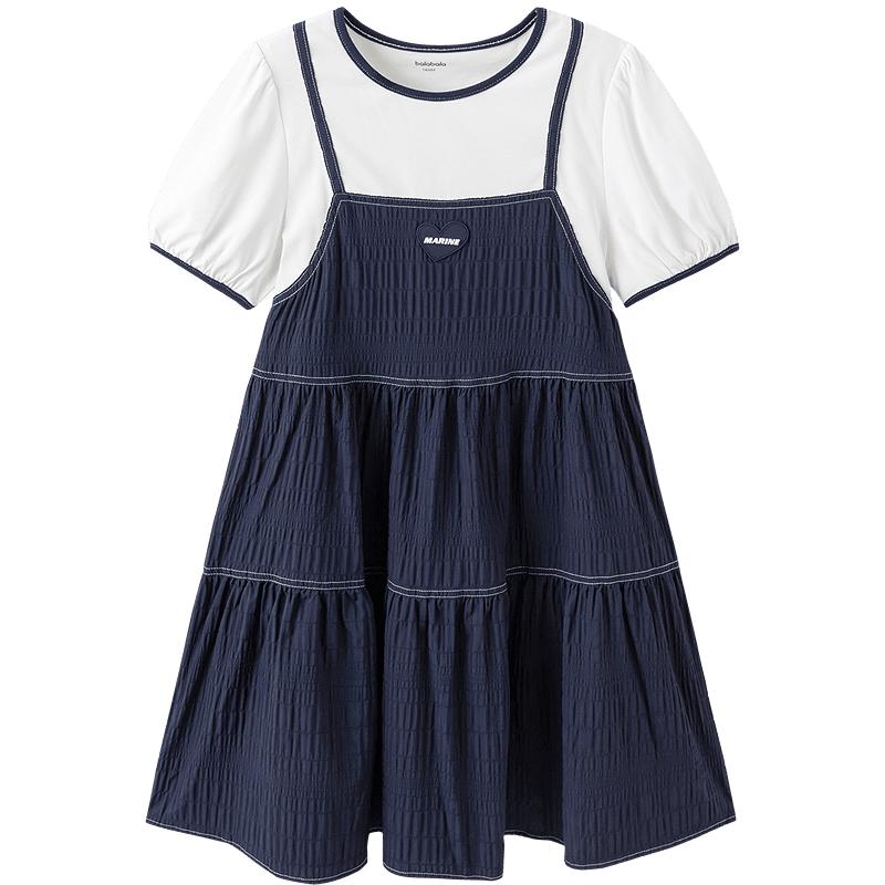 Balabala Girls' Lightweight Faux Two-Piece Summer Dress