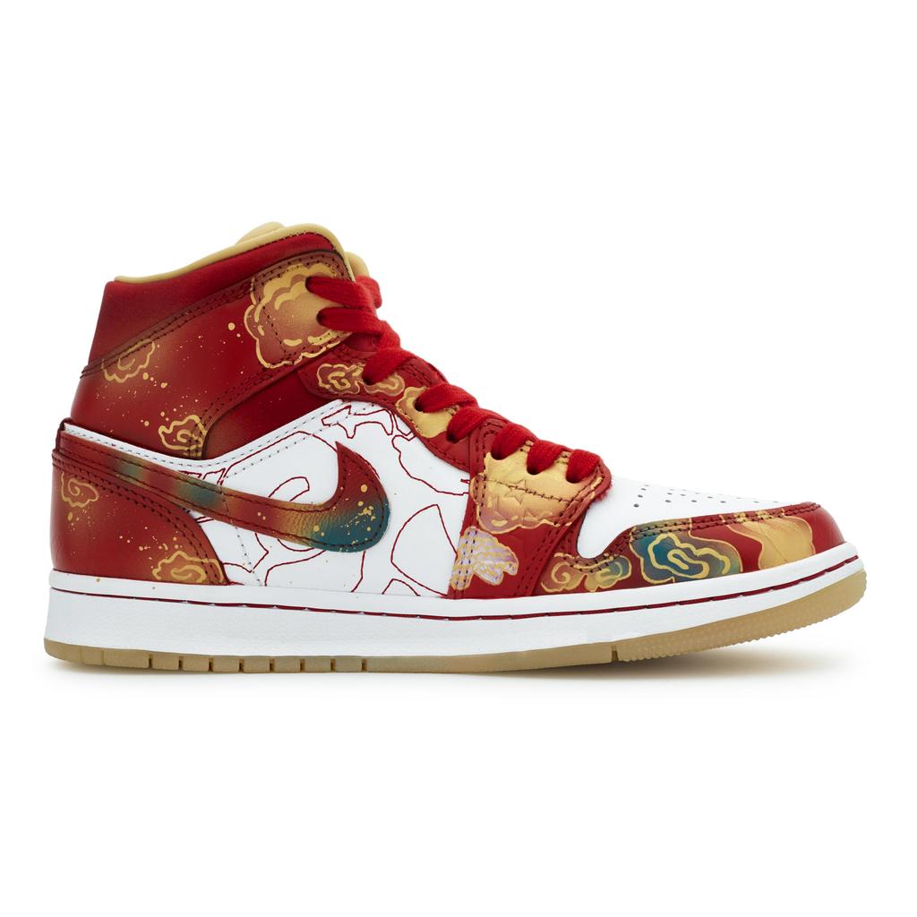 Jordan Air Jordan 1 811 Manufacturing, Wealth And Prosperity Dragon Cushioning Mid Top Vintage Basketball Shoes Unisex DV0576-176(Team80-)