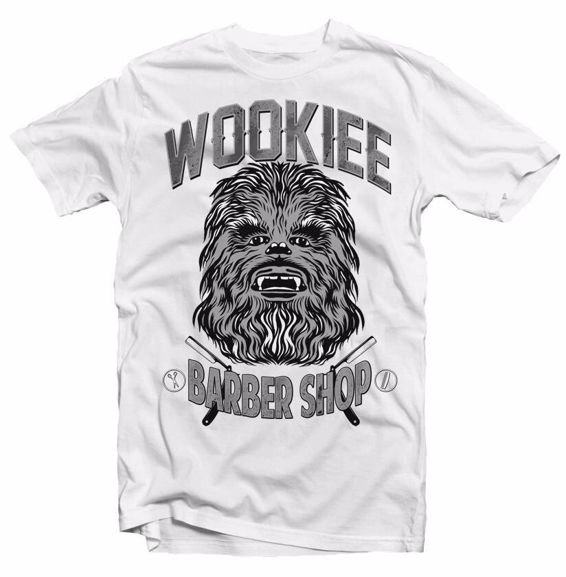 STAR WARS inspired Wookie Rebel Barber Shop Chewie funny white t-shirt 9339 S разноцветный