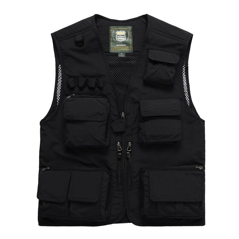 Plus Size Summer Men Hiking Multi Function Vest Outdoor Multi-pockets Climbing Trekking Sleeveless Fishing Jackets Quick Dry Breathable Mesh Vest