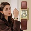 Horloge Dames Retro Leren Band Premium Gevoel Dameshorloge Waterdicht Student Veelzijdig Kwarts Horloge Klein Vierkant Wijzerplaat Dameshorloge