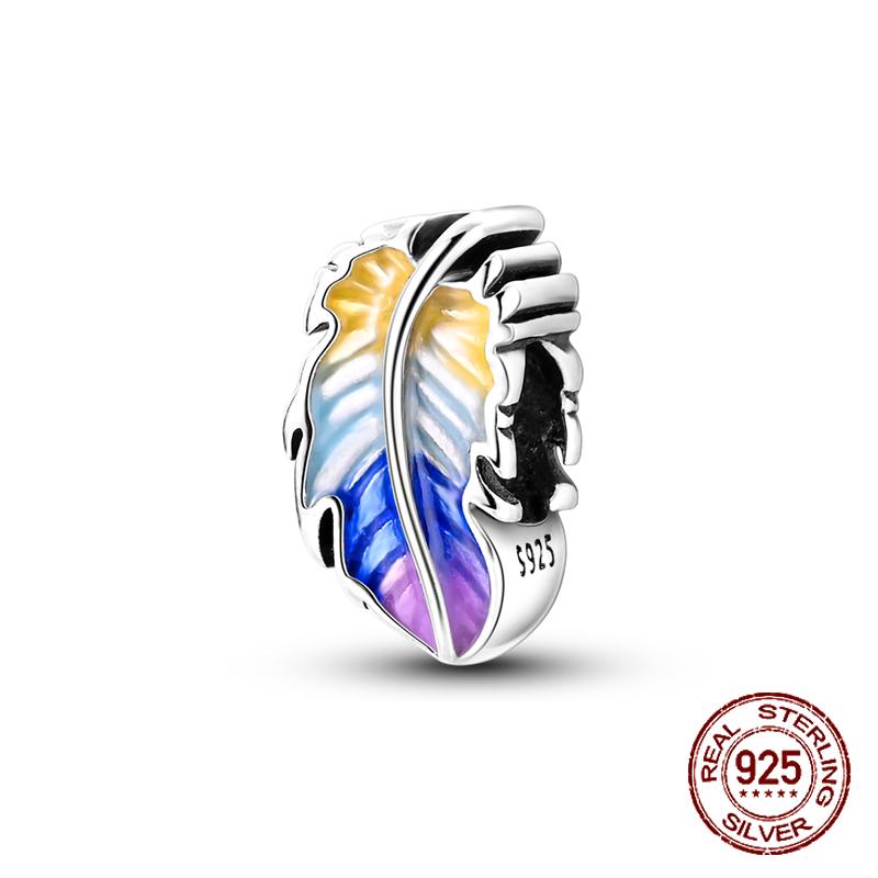 925 Sterling Silber Lila Perlen Blume Schmetterling Hänge Charm Passend 4MM Lochdurchmesser Armband Halskette 925 Schmuck Geschenkherstellung