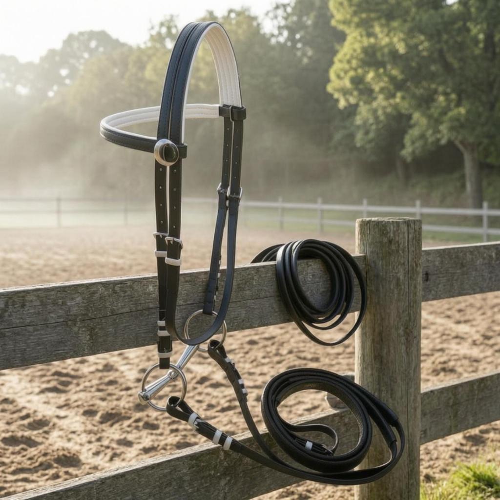 Adjustable Horse Bridle with Rein | NonSlip, Reins, for Stables 125MM Red