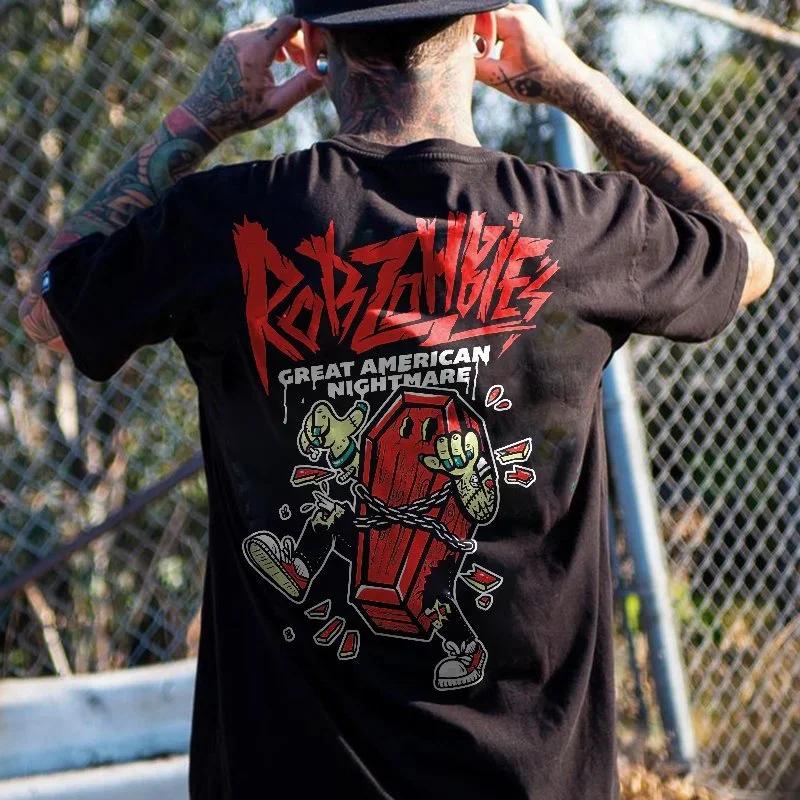 Harajuku Gothic Skulls Tshirts Men Loose Short-sleev Tops Oversized Hip-hop Punk Tee Male XS-4XL Tees Summer Ropa Hombre Tee