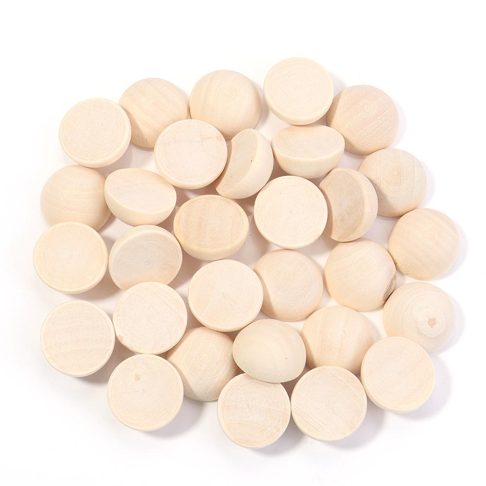 5-50pcs Natural Half Round Wooden Beads 10-50mm Half Unfinished Wood Balls Split Wood Beads For DIY Crafts Toy Home Decoration