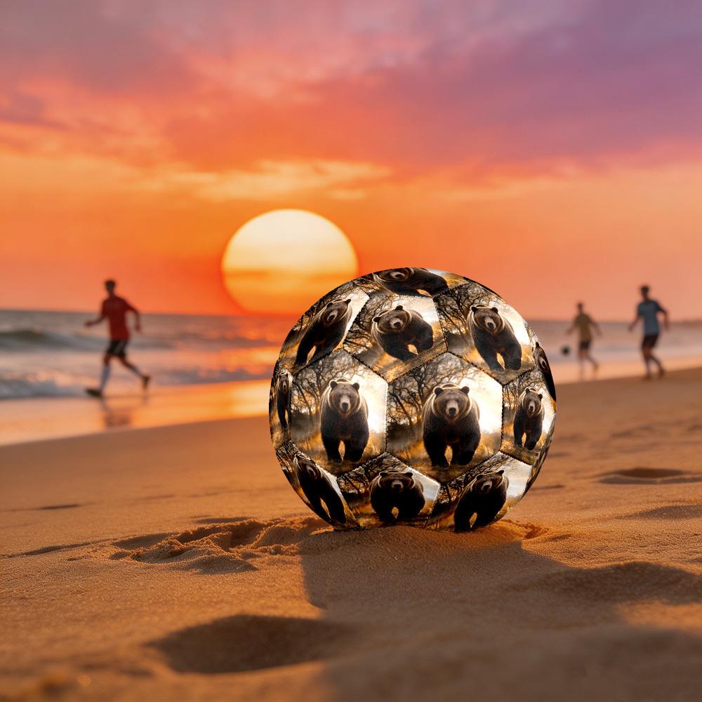 1pc Wild Bear Encounter Theme Soccer Ball Football, Size 5, Lightweight PVC, Outdoor Training Soccer Ball,Gift C6510