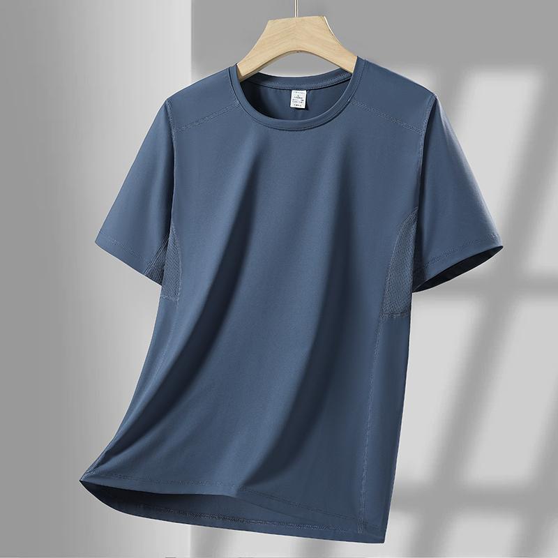 Quick-drying Short-sleeved Men's Ice Silk Thin Round-neck Casual Top Breathable Half-sleeved T-shirt Men's Sports Short-sleeved