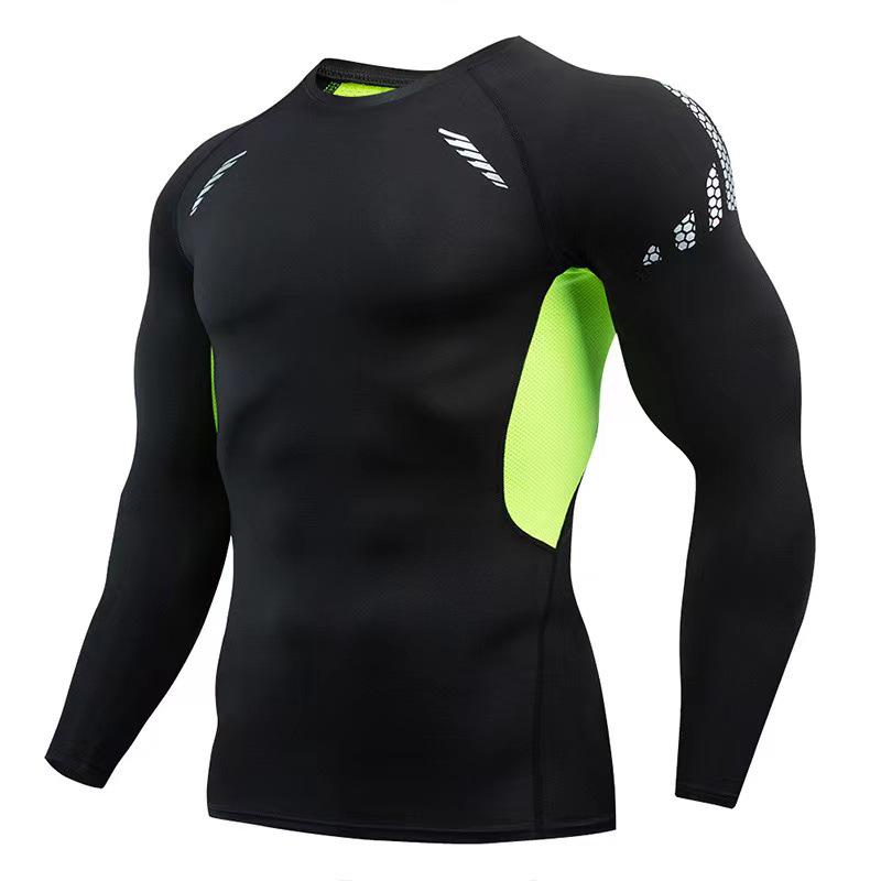 Men's Quick-Dry Breathable Sportswear Set - Tight-Fit, Long-Sleeve Base Layer for Outdoor Running & Training.