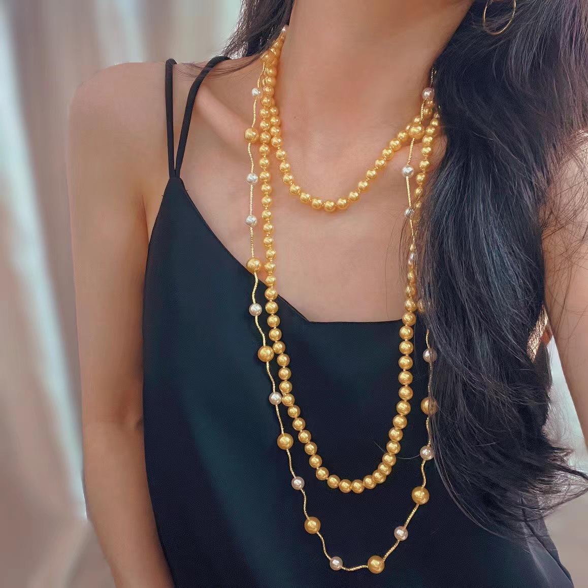 

Vintage Niche Beaded Mera Style Shijia Mixed Color Pearl Sweater Chain Long Chain Necklace Collarbone Chain