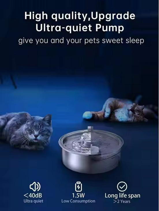 Stainless Steel Pet Drinking Fountain - Cat & Dog Water Feeder
