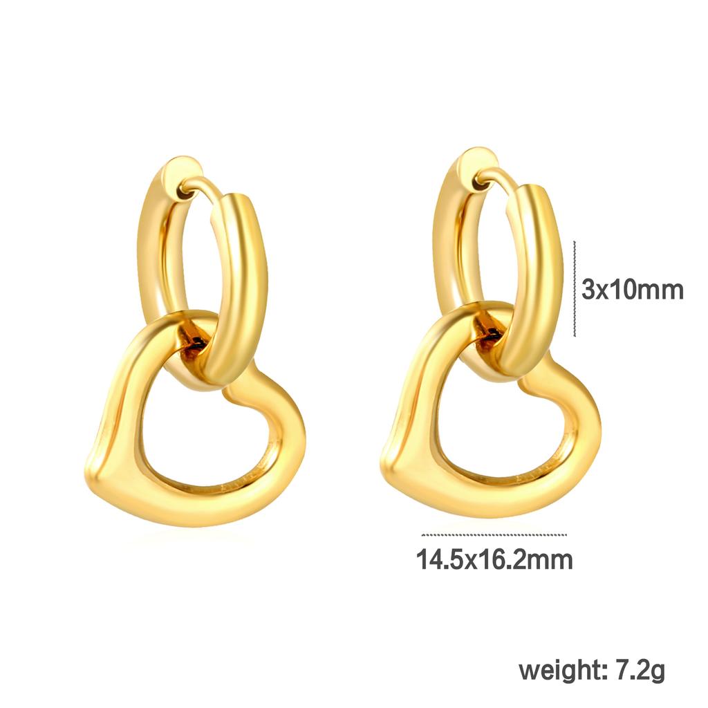 Modische Edelstahl-Liebesherz-Schmetterlings-Ohrringe für Mädchen, Niedlicher Schmuck INS-Design, Vielseitige Punk-Unregelmäßige Ohrringe
