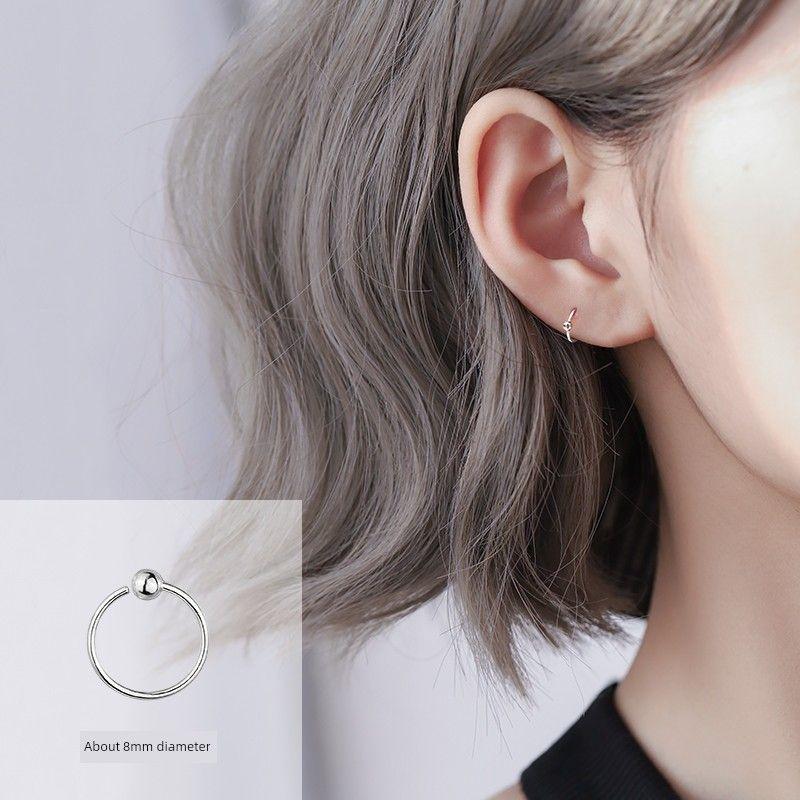 

Xiangnan 925 Sterling Silver Circle Sleeping No Need to Take off Earrings 925 silver hoop earrings 8mm(1 price)