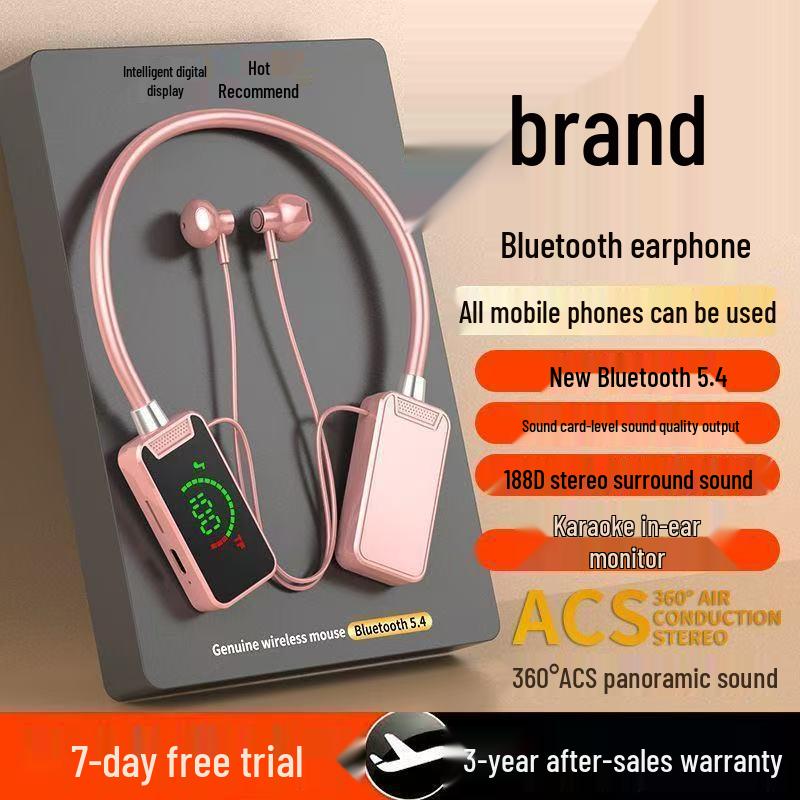 Wireless Neckband Bluetooth Headphones with Digital Display, Noise Cancelling, and Long Battery Life - Compatible with Apple, Huawei, Xiaomi
