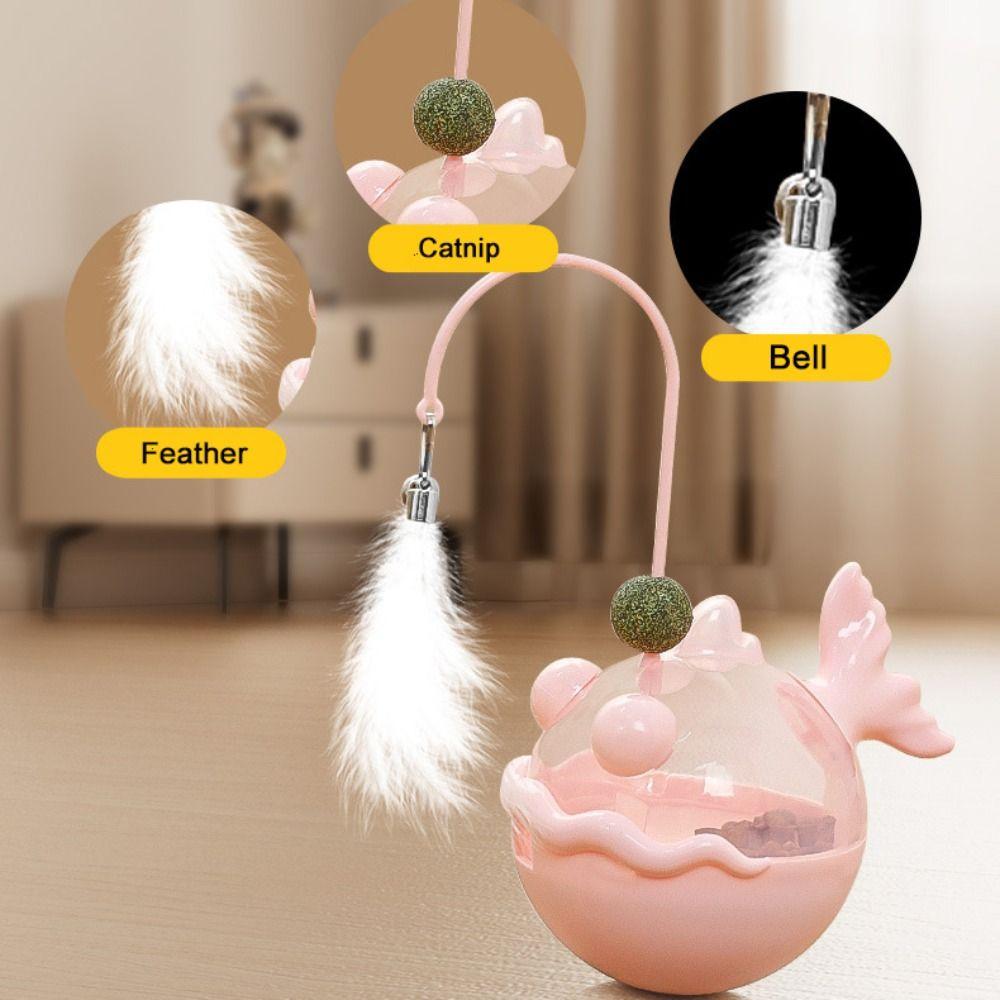 Tumbler Cat Leakage Food Toy Fish Shape Cat Teaser Wand Funny Cat Treat Dispenser  Interest