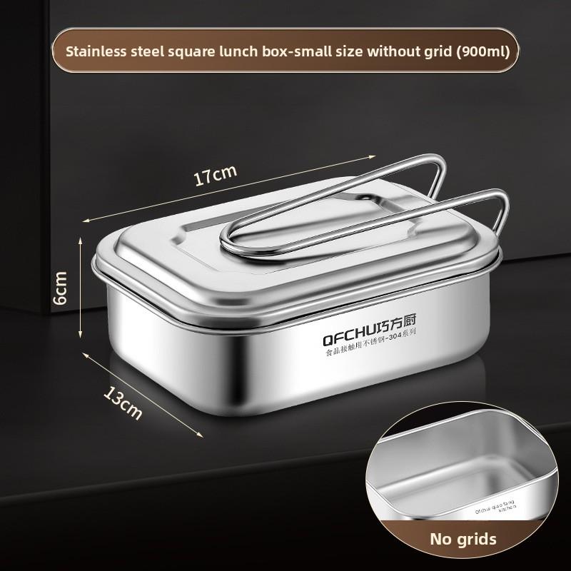 Lunch Box 304 Stainless Steel Old-fashioned Grid Lunch Box Convenient Outdoor Take-out Lunch Box Office Worker Student Artifact