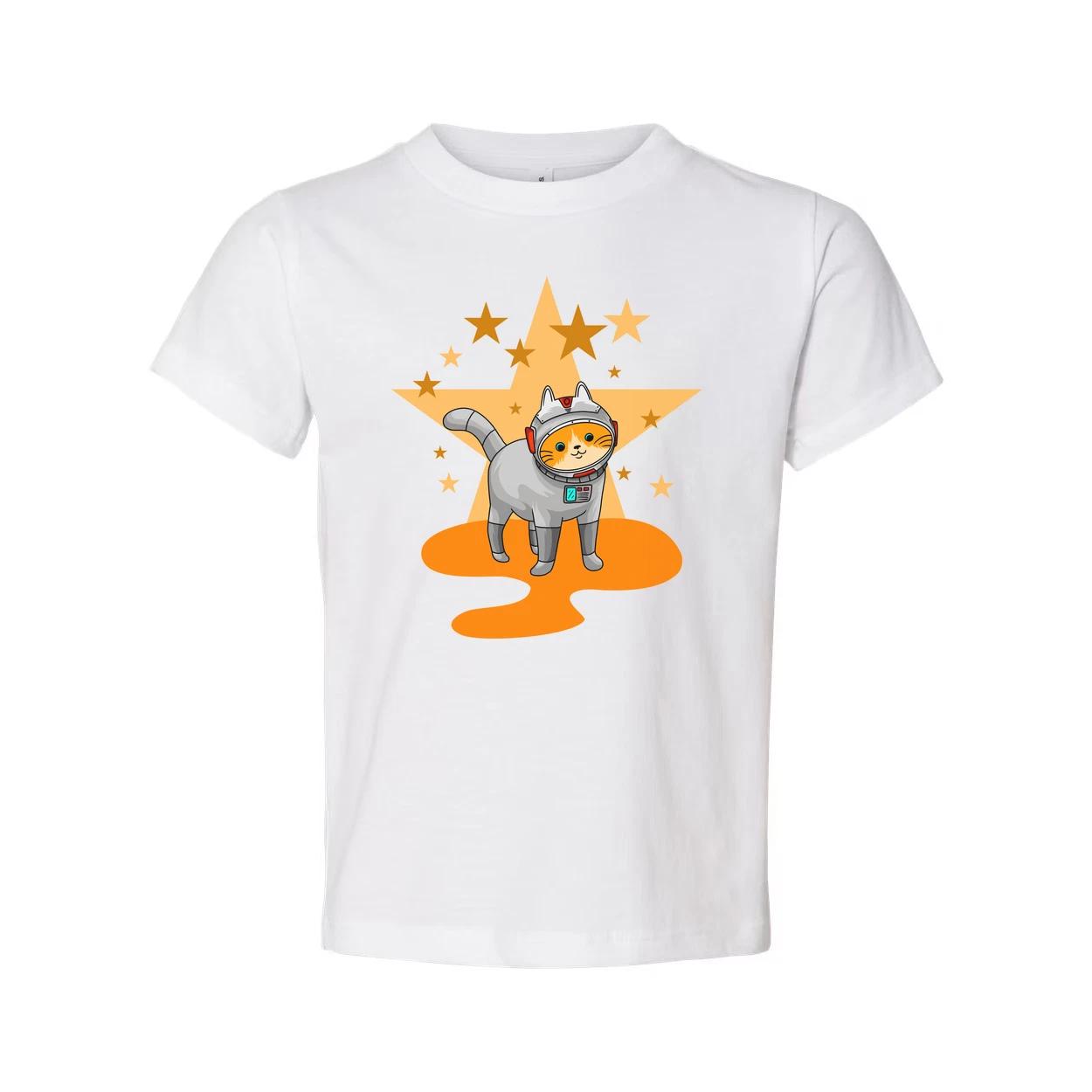 

Cosmic Cat Astronaut Graphic Tee With Starry Background For Unisex Adults And Te M
