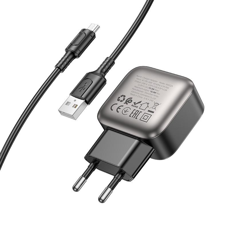 BOROFONE BAS52A Zhenchuang QC3.0 Single Port USB Charger Set (Micro) - European Standard