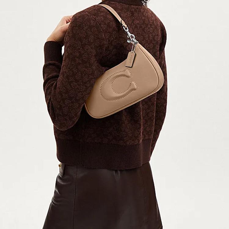 COACH Teri Cow Leather Portable Crossbody Bag, Shoulder Bag Medium Women's Taupe CR099-SVTP