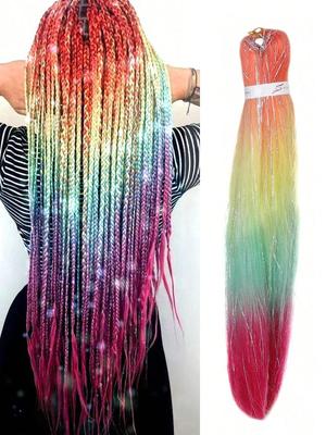 Synthetic Pre Stretched Braiding Hair 30inch Mixed Color Silver Thread Twinkle Braiding Hair Extensions Twist Braids