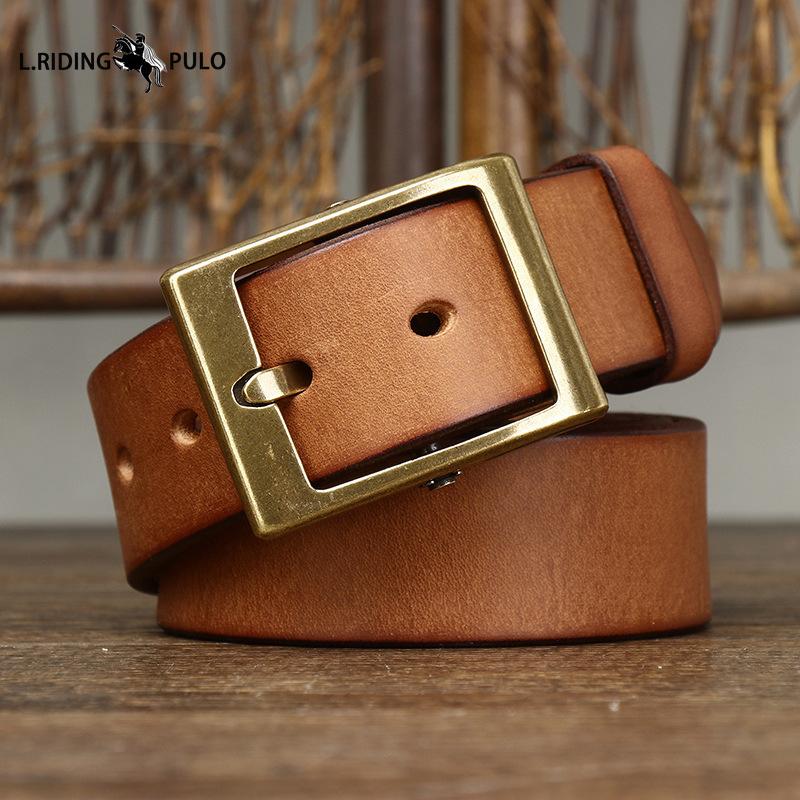 Thickened Genuine Leather Cowhide Belt Men's Genuine Leather Pin Buckle Retro Copper Buckle Casual All-match Belt