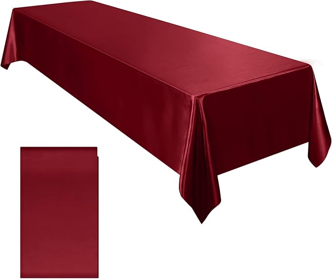 Table Cover Satin Tablecloth Soft Overlay Wedding Satin Large Bright Smooth Silk Rectangle Christmas Banquet Anniversary Dining Party Table Decor
