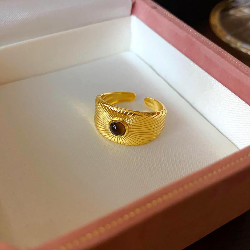 Retro Chinese Geometric Round Zircon Open Ring - High-End Luxury Finger Jewelry