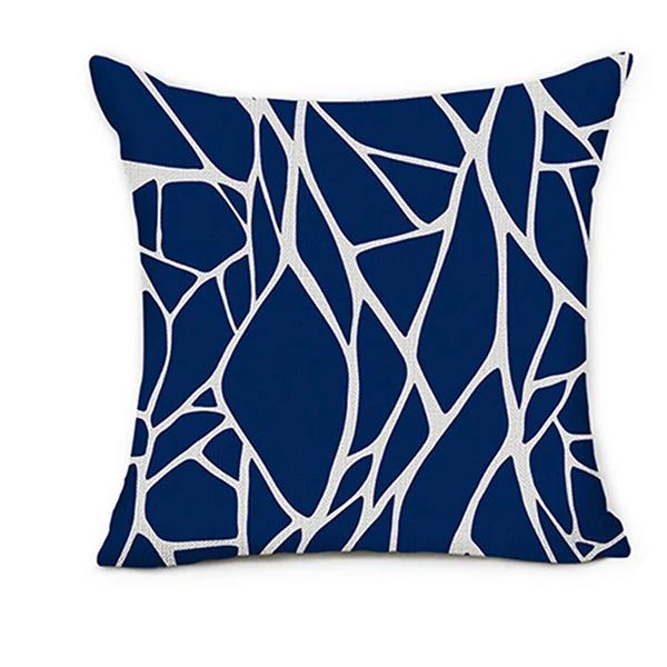 Dark Blue Geometric Petal Linen Pillowcase Sofa Cushion Cover Home Decoration Can Be For You 40X40 45X45 50X50 60X60