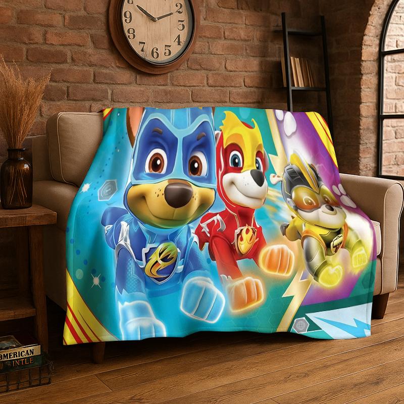 Cartoon P-Patrol Cute Dog Flannel Blanket Soft Warm Throw Blanket for Bedroom Living Room Bed Travel Camping Picnic Gift kids
