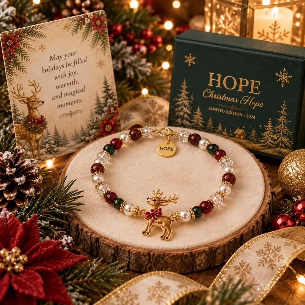 Santa Claus Crystal Beaded Bracelet Snowman Women Bangle Christmas Bracelets Party Favor