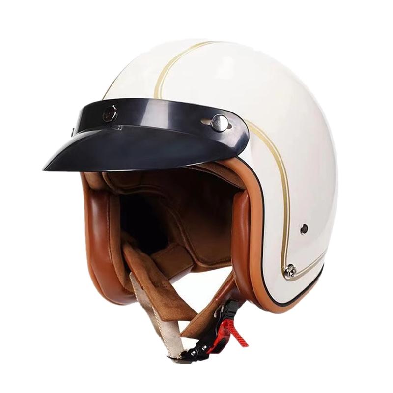 Retro Semi-Open Motorcycle Helmet 3/4 Cross-Country Riding Accessory Classic Bicycle Headgear for Men And Women A16