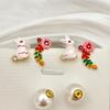 French Glazed Rabbit Earrings Sweet And Cute Creative Unique Earrings Asymmetrical Design Temperament Earrings Women