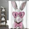 Cute Bunny Cool Shower Curtain, Pink Eyes Bubble Bow Bathroom Decorative Shower Curtain, Waterproof Shower Curtain With Hooks