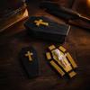 3D Printed Skull Decor Folding Coffins Figurine with Skeleton Ornament, Miniature Articulated Statue, Gothic Desktop Ornaments Dark Decoration