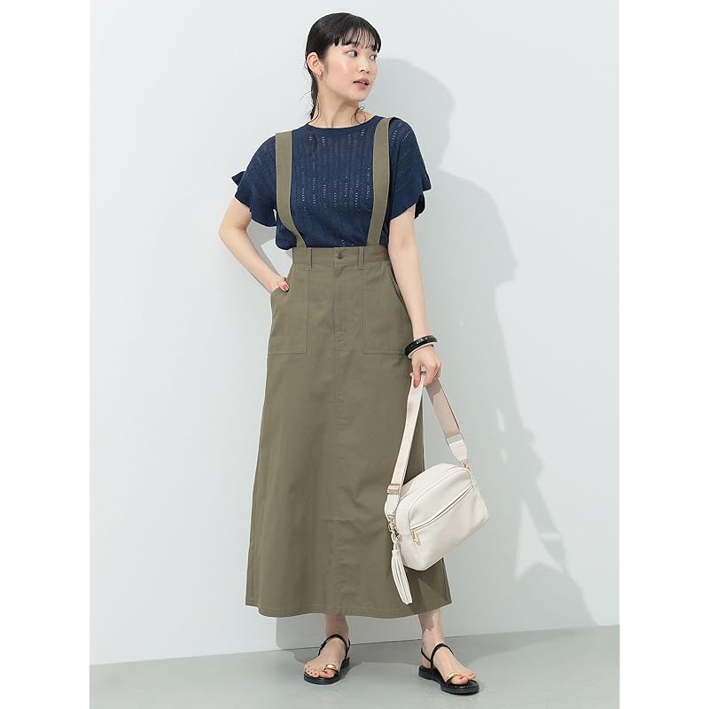 [Beams Heart] skirt with suspenders flared skirt ladies D.OLIVE FREE