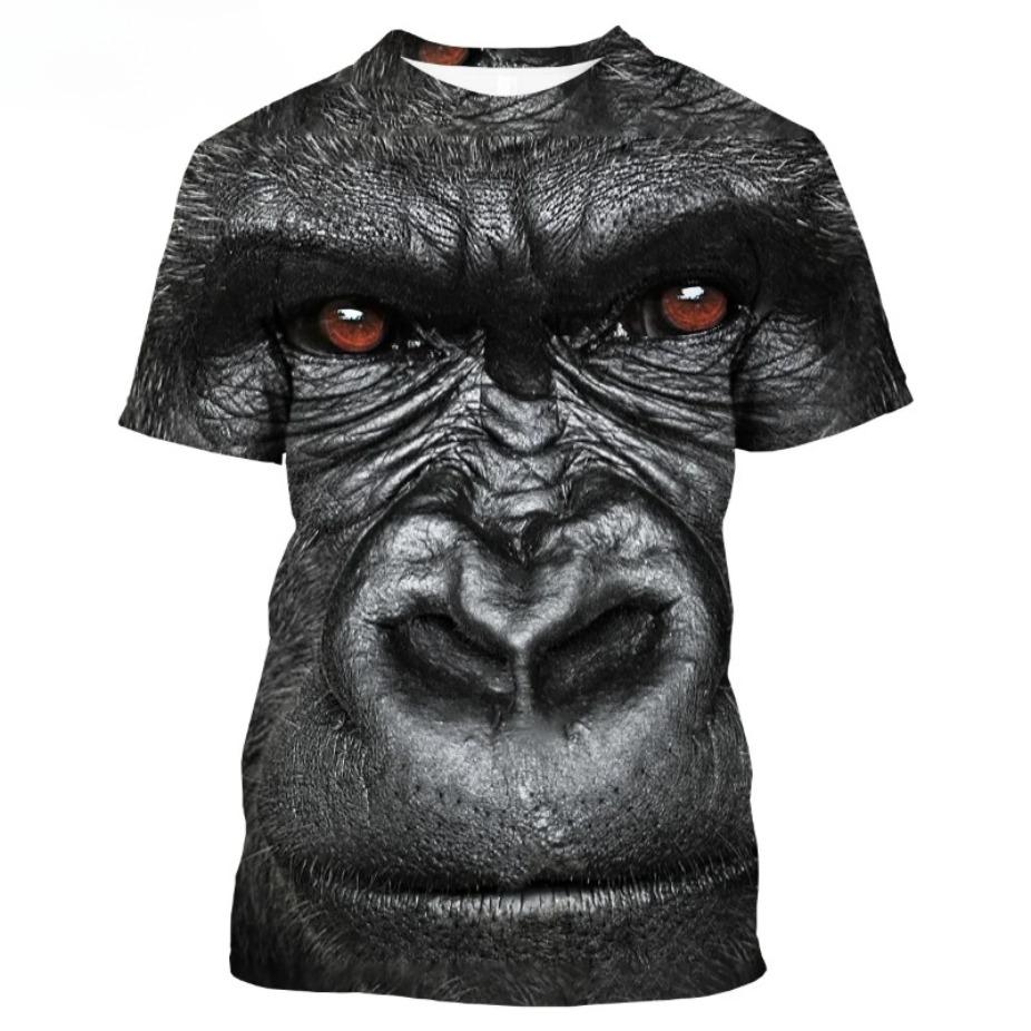 New Fashion Parody Gorilla Fun Monkey 3D Printed T-shirt Men's and Women's Summer Casual Short Sleeved Animal Shirt Top
