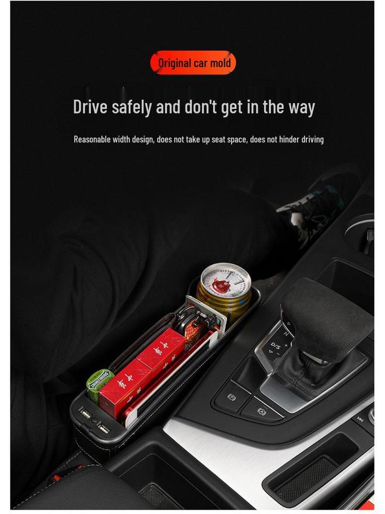 Multifunktionaler Autositz-Lücken-Organizer mit USB-Ladefunktion und Umgebungslicht