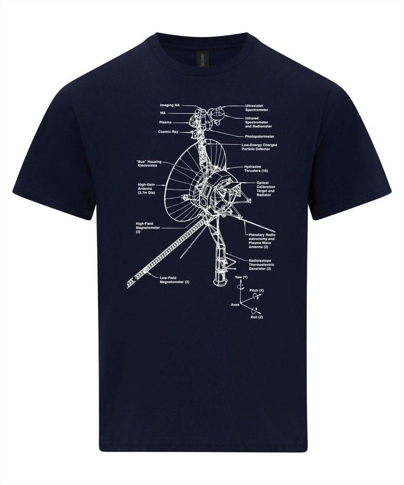 Voyager Raumsonde Schema NASA Blaupause T-Shirt Herrenhemd Hemd Persönlichkeit Kunst Ästhetik Lässig Straße Kurzarm Oberteil
