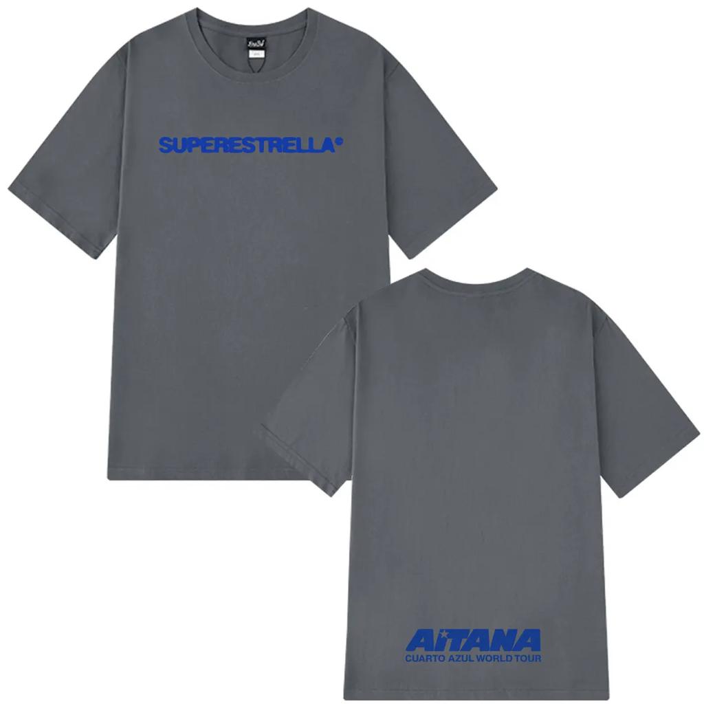 Singer Aitana Cuarto Azul Tour 2026 Print T Shirt Men Women Fashion T-shirt Short-sleeved Cotton Hip-hop Loose Casual T Shirts