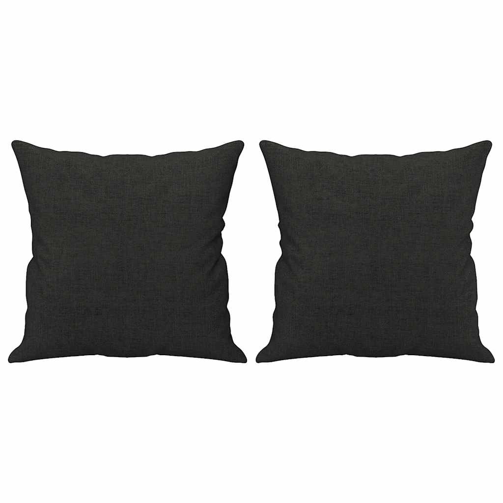 3 Seater Sofa with Decorative Cushions Black 180 cm Fabric