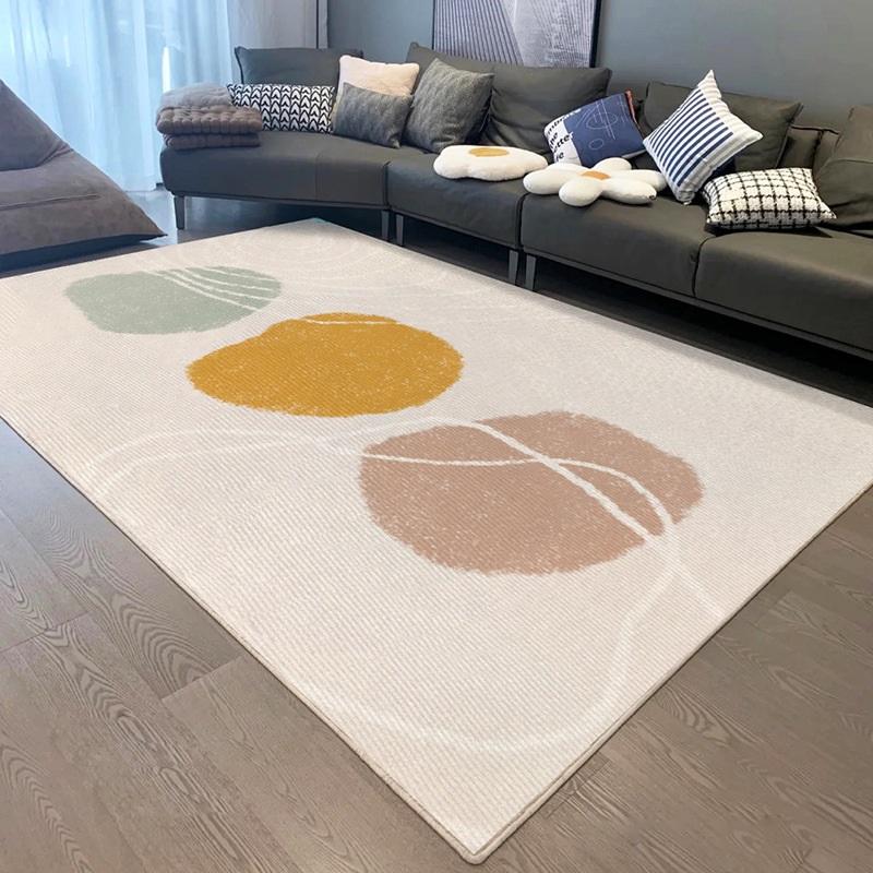 Moderner minimalistischer geometrischer Teppich in neutralen Tönen für Wohnzimmer oder Schlafzimmer