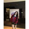 Retro Patchwork Slimming Waist-Cinching Knitwear: American Style Fake Two-piece Cardigan for Autumn/Winter