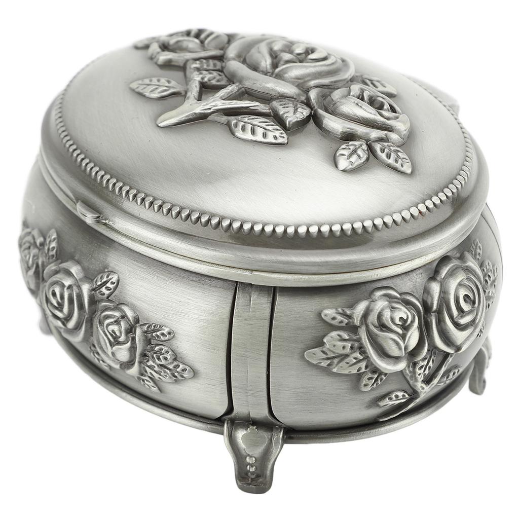 Jewelry Box Retro Metal Oval Shaped Jewelry Storage Box for Necklace Ear S