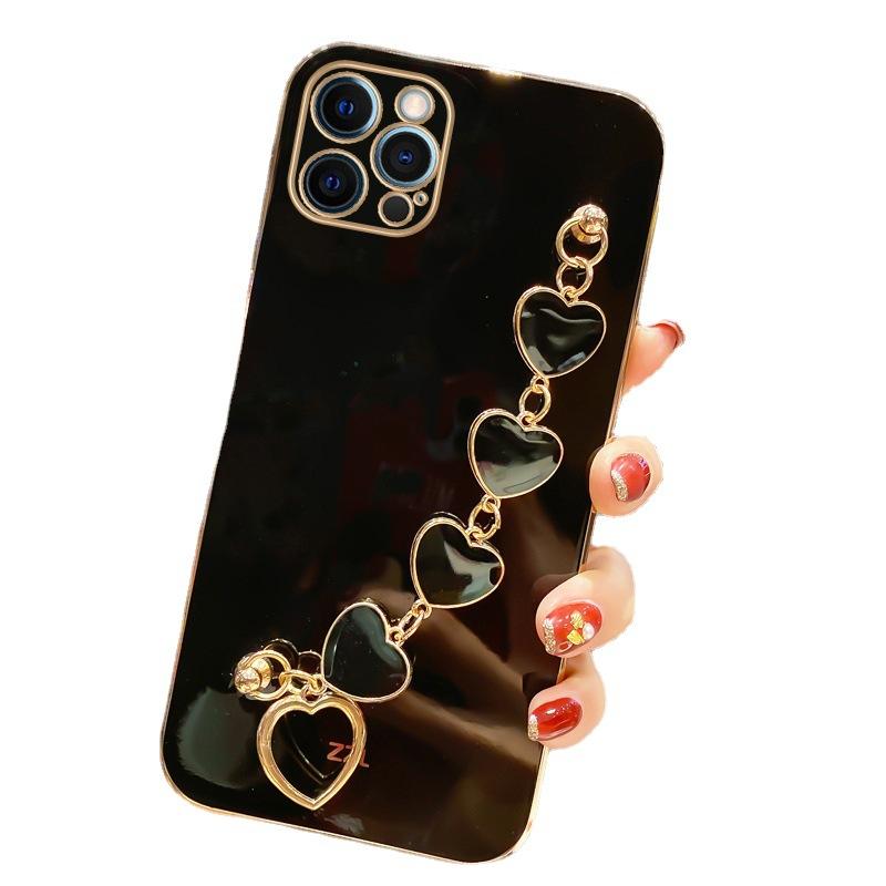 Applicable To Apple 16 Mobile Phone Case IPhone 15 Promax Protective Case 14 Electroplated Love Bracelet 13 Fashion