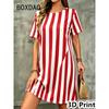 Women Nightdress Round Neck Short Sleeve Spring Summer Funny Duck Print